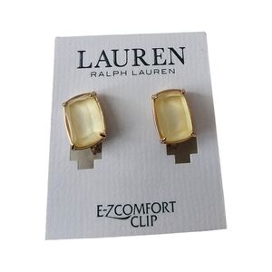 NWT Ralph Lauren Pale Gold Tone Yellow Jewel Earrings (Clip On)